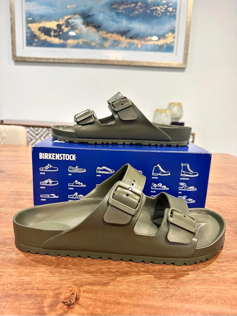 Birkenstock Arizona EVA Two-Strap Sandals Khaki-Size 11M BNIB Regular Fit